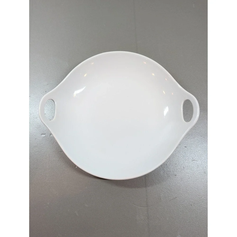 Home Essentials Pure White Ceramic Serving Bowl with Handles 13in Round Platter